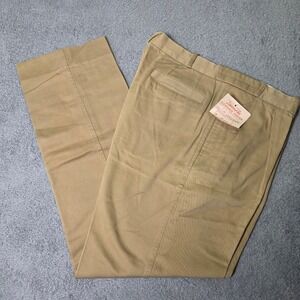 Cacharel Mens 36 34x30.5 Pleated Chino Pants Tan Khaki Cotton Straight Trousers